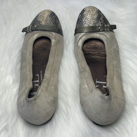 Attilio Giusti Leombruni AGL Cream Shimmer Cap Toe Ballet Flat Sz 37/US 7 - Picture 3 of 7